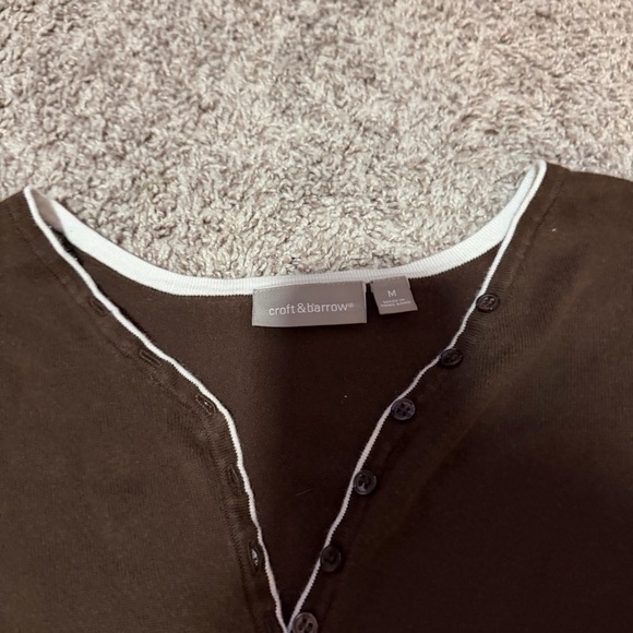 Croft & Barrow Dark Brown V-Neck Sweater - Picture 2 of 4